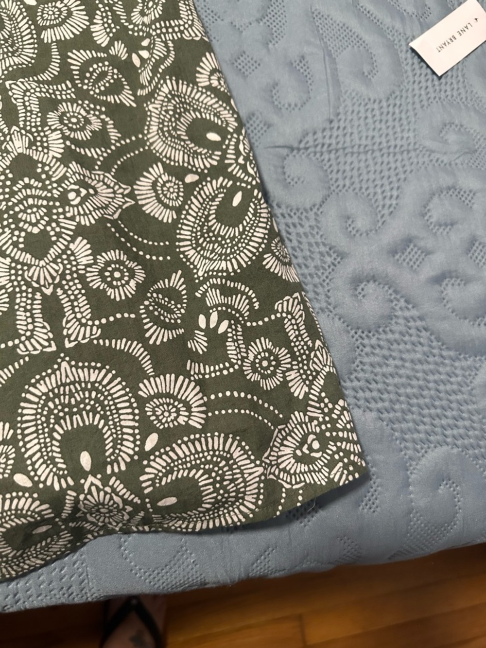 Lane Bryant Olive Green & White Printed Flutter Sleeve Top - Picture 11 of 11